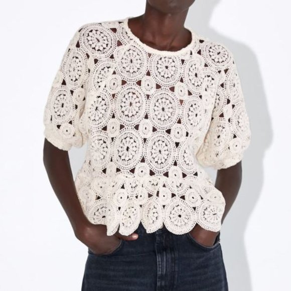 zara ruffled knit top